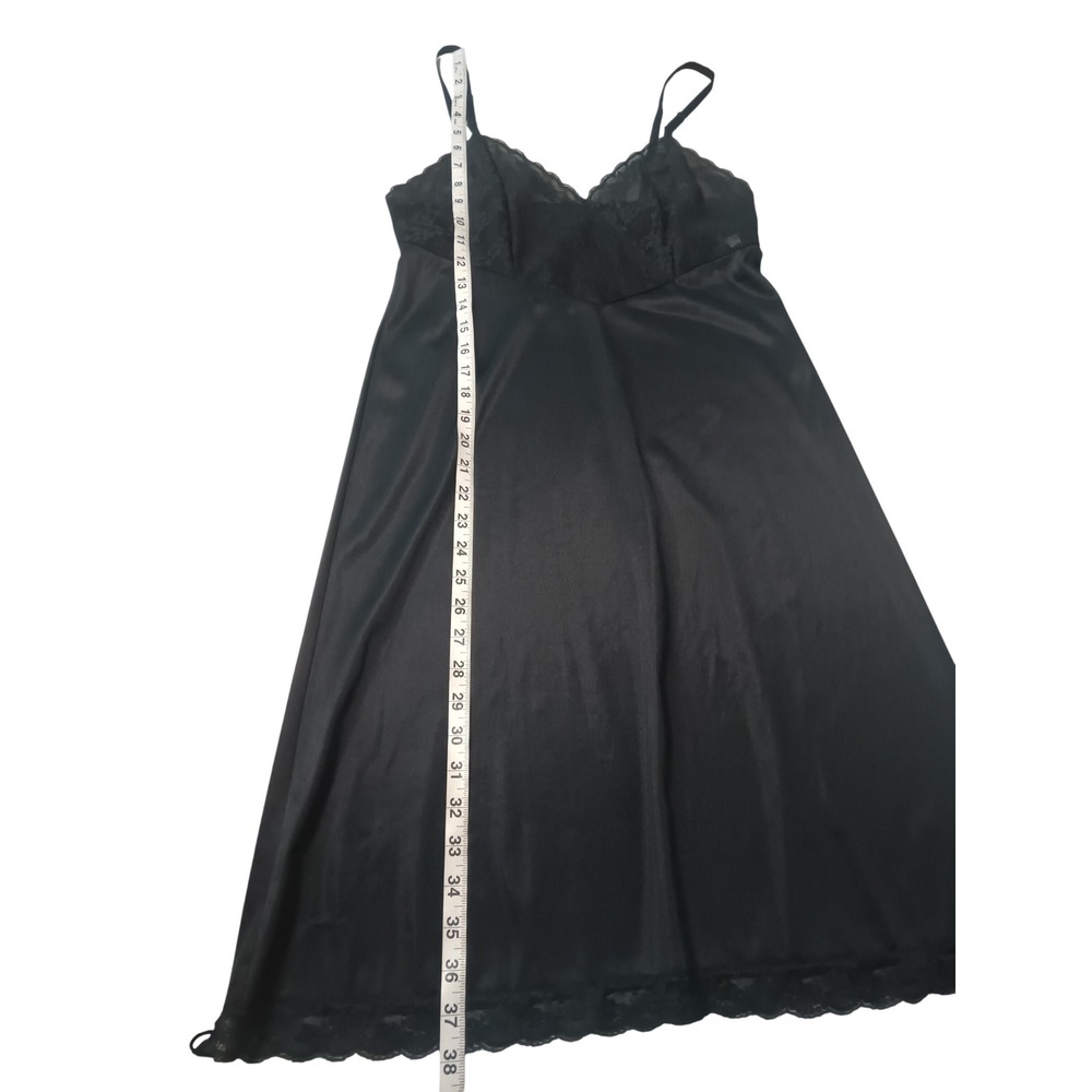 Vanity Fair Vintage Black Lace Trim Full Slip Vintage Nylon Antron III Size 34 - Picture 11 of 11